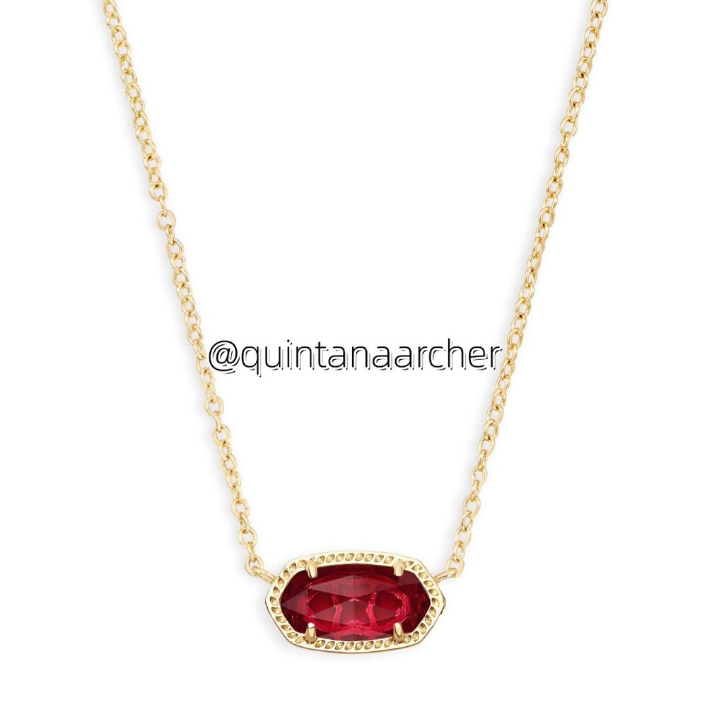 Elisa Gold Pendant Necklace in Berry Glass